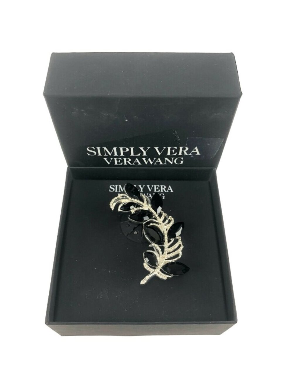 Simply Vera by Vera Wang Brooch Feather Clear Crystals & Black Rhinestone